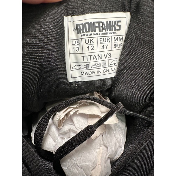 Iron Tanks Titan V3 Black Gym & Fitness Gear Weightlifting Training Shoe Mens 13 - Picture 6 of 9